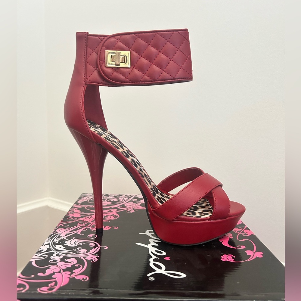 BNIB- Qupid Red Heels- Style Dazzling-159- Multiple Sizes